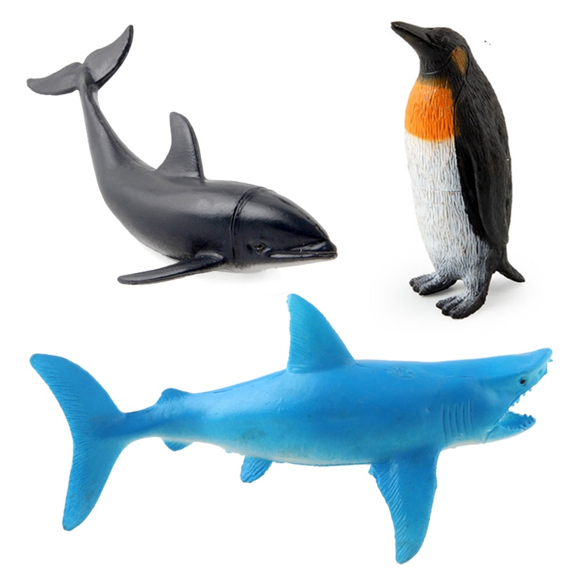 Hộp 08 đồ chơi mô hình Cá Biển &amp; động vật Biển New4all Animal Ocean World Size lớn (14-18 cm)