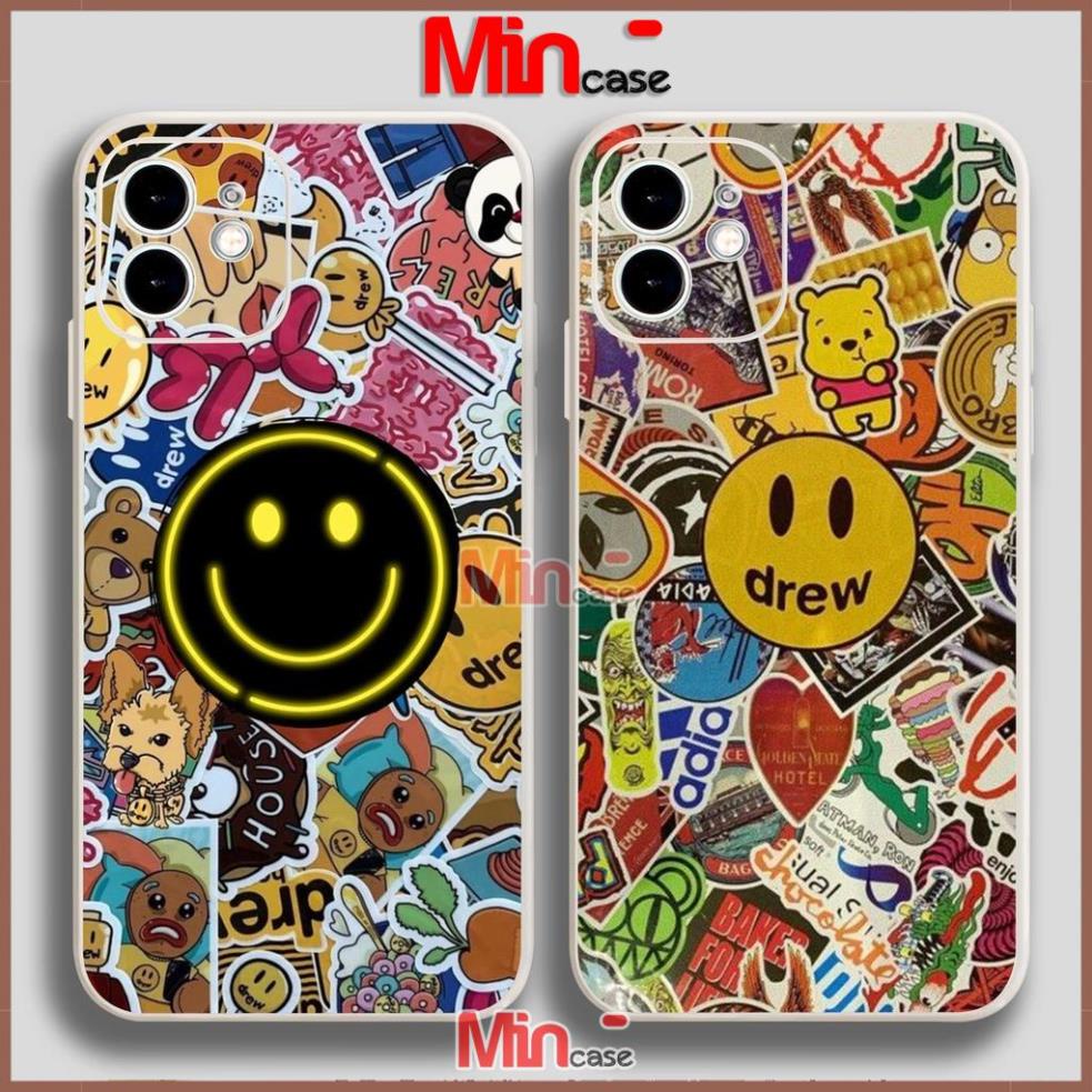 Ốp lưng iPhone Drew cạnh viền vuông silicon mềm dẻo cho iphone 6/6s/7/8/X/XS/XR/11/12/13 Pro Plus Max cute dễ thương đẹp