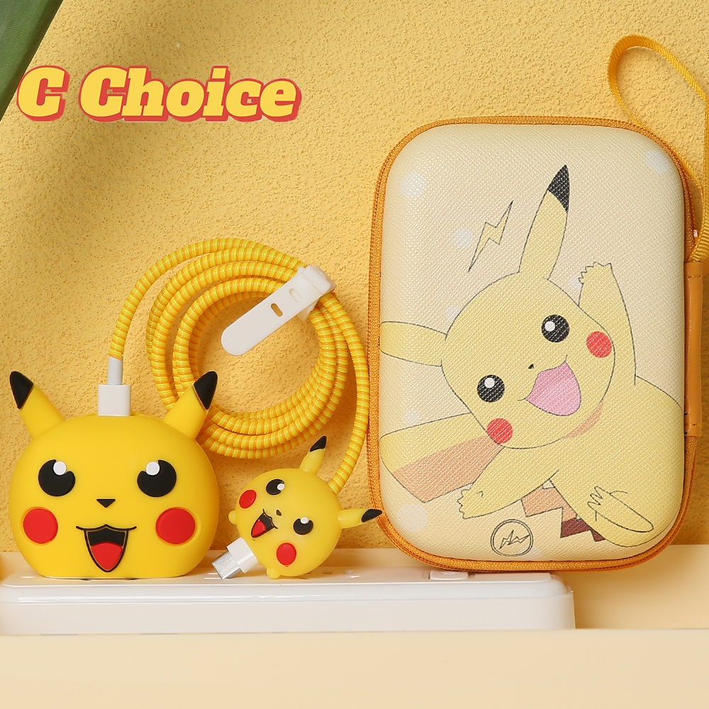 Ốp Điện Thoại Bảo Vệ Dây Cáp Sạc 5 Trong 1 Kiểu Hoạt Hình Cho iphone 18w 20w 14 14promax 11 12 13 pro max