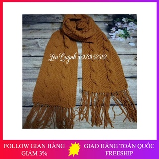 Khăn len đan tay - Khăn len handmade: Kiểu đan vặn thừng hoa rêu độc đáo