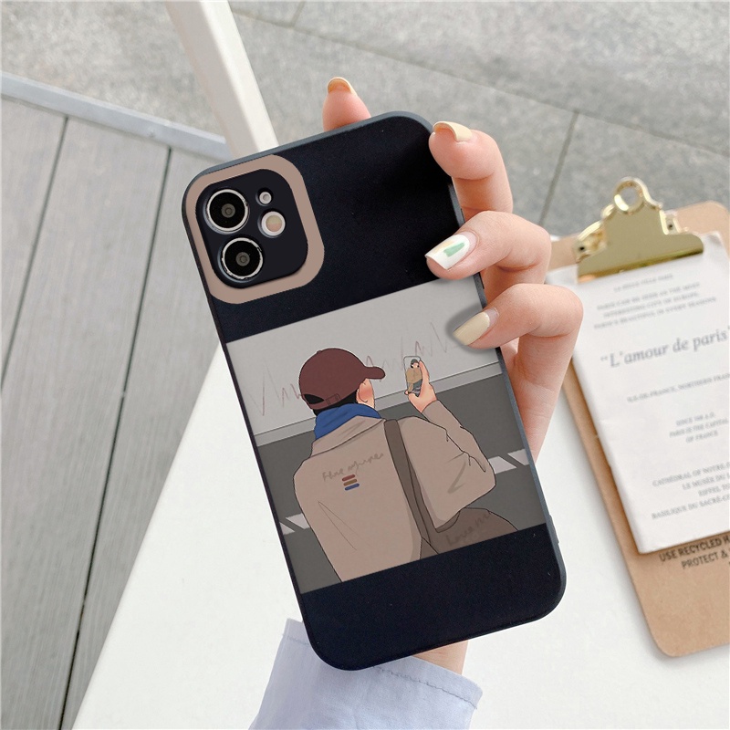 Ốp điện thoại viền vuông chống sốc ngộ nghĩnh hài hước hoạt hình cặp đôi dễ thương đẹp ốp iPhone13/12/11/Pro/Promax/X/XR