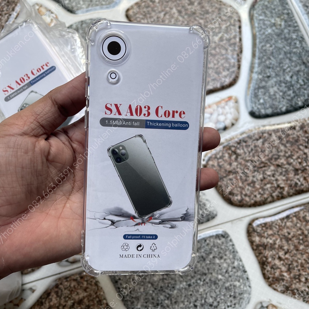 Ốp lưng samsung a03 core  loại dẻo chống sốc bảo vệ camera, loại trong suốt bền đẹp