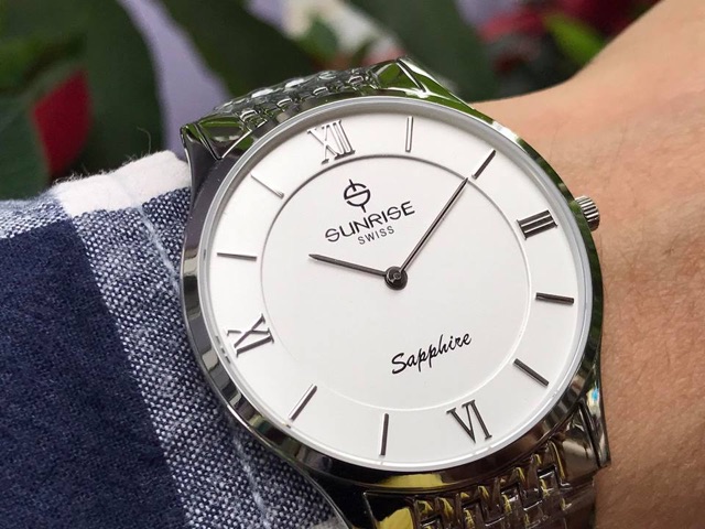 Đồng hồ nam sunrise số la mã- dây inox- kính sapphire