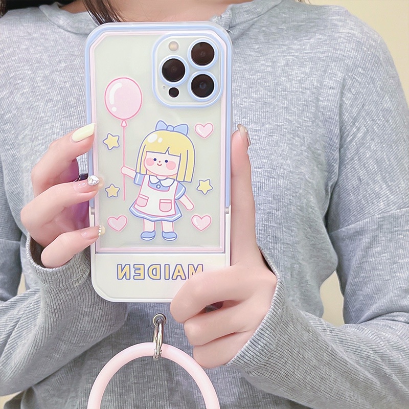 Ốp lưng iphone Ốp Điện Thoại Kèm Giá Đỡ Tàng Hình Cho iphone13Pro 12 11Pro xr 6 7 8 PLUS Dinuo case