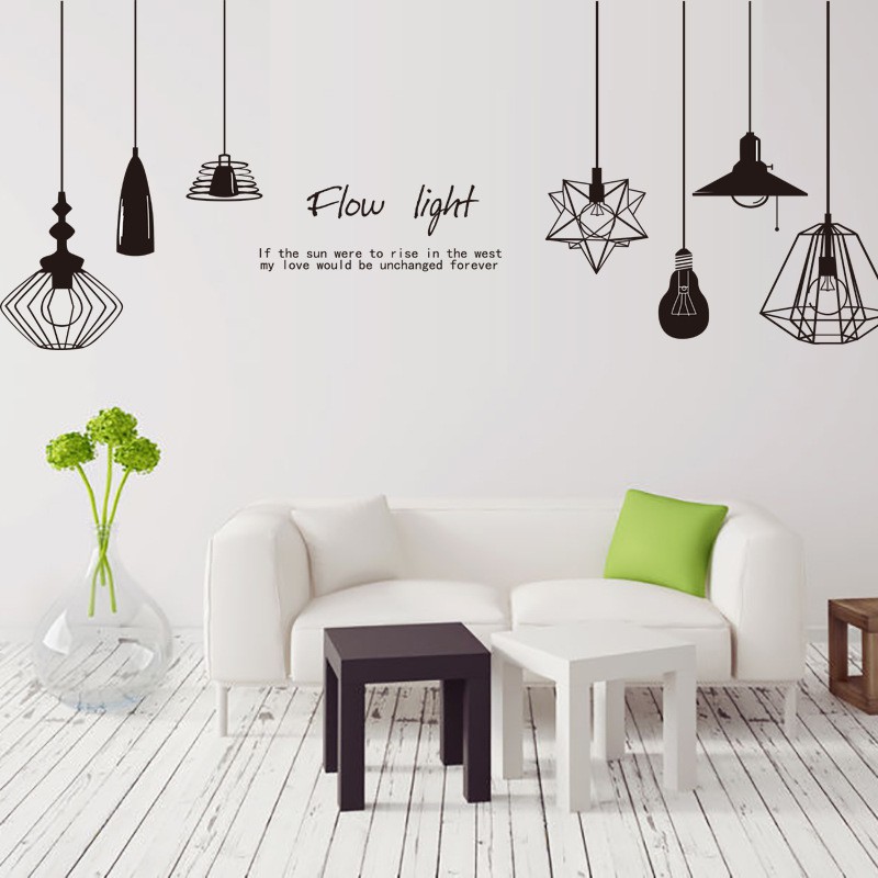 Decal dán tường - Giấy dán tường - đèn treo - scenedecal - DLX5206