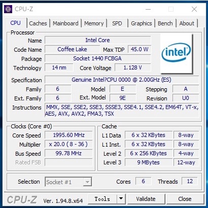 Chip máy tính CPU QNVH, QNCT i7-8850H ES