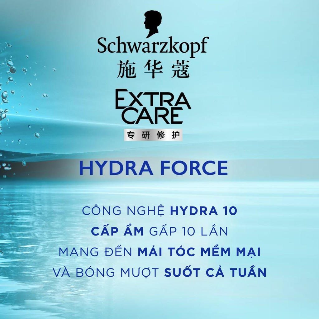 [Mã FMCGM100 - 10% đơn 500K] Combo 3 bước cấp ẩm Schwarzkopf Extra Care Hydra Force 950ml
