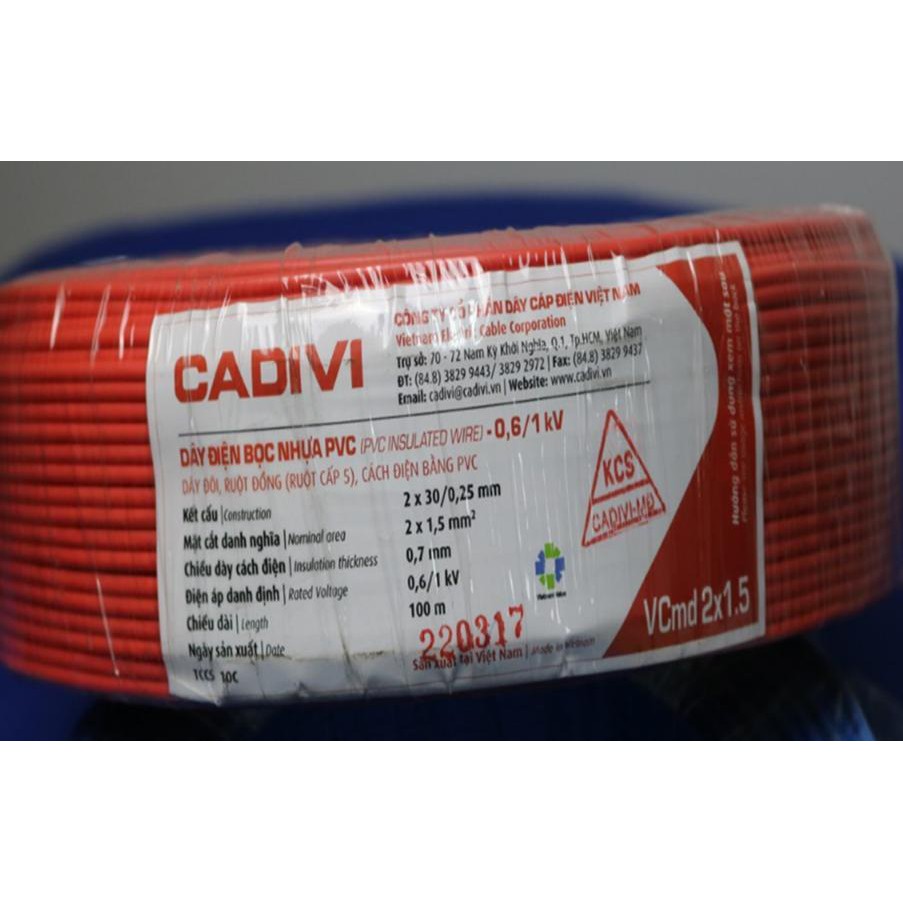Dây điện đôi Cadivi CV 2x30 (2×1.5 mm2)