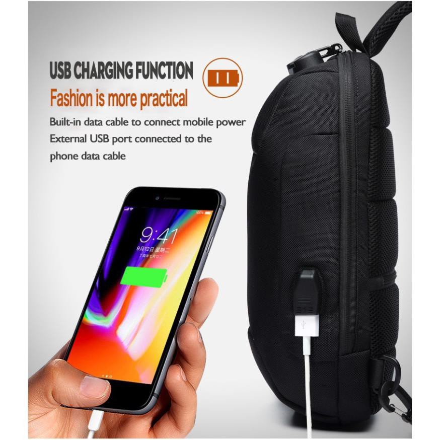 [hàng sẵn- freeship- bảo hành 6 tháng] Túi đeo chéo OZUKO không thấm nước chống trộm có cổng USB thời trang nam | BigBuy360 - bigbuy360.vn
