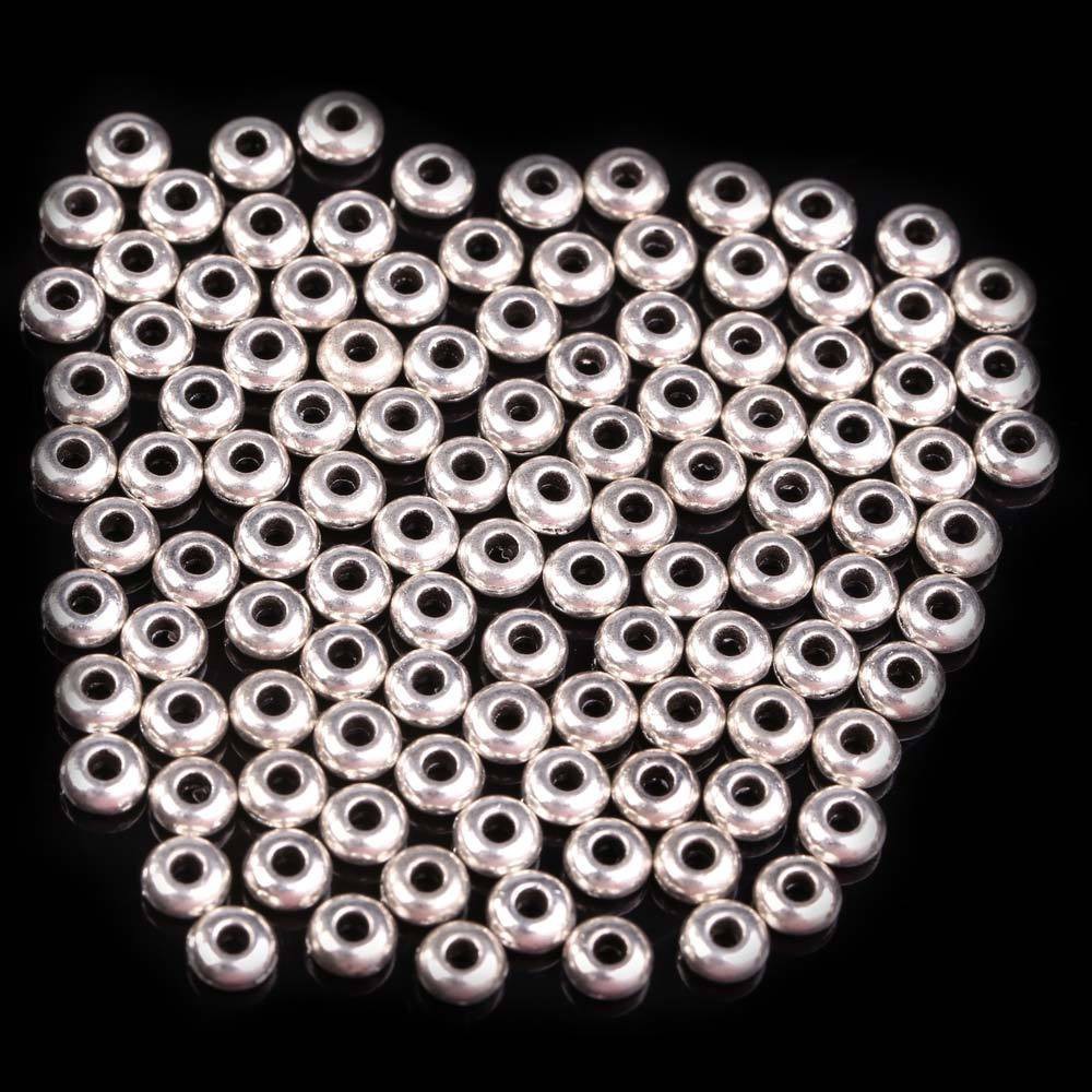 Cod Qipin Simple Useful Alloy Round Spacer Beads Set DIY Jewelry Making Accessories 100Pcs