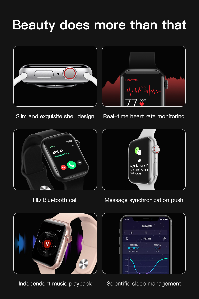 Đồng hồ VITOG LD6 2020 Bluetooth thể thao thông minh đo nhịp tim IWO 13 cho điện thoại Android IOS cho nam