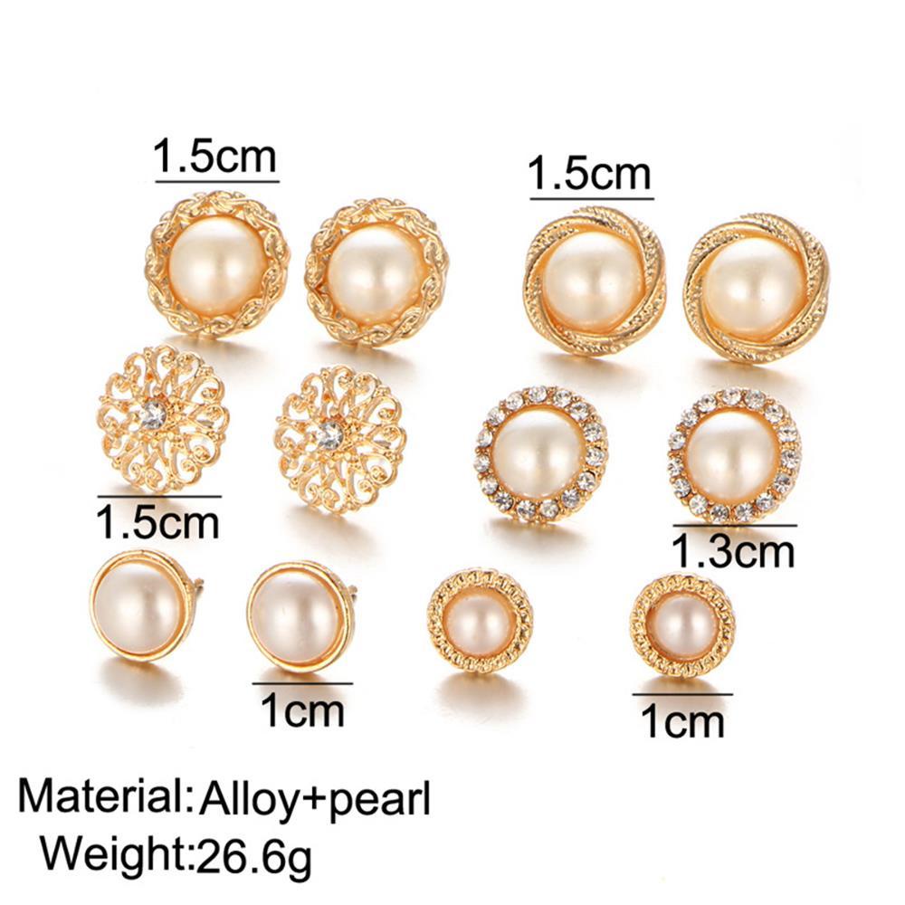 EUCA Set 6 Đôi Khuyên Tai Hoa Hồng Đính Đá Pha Lê