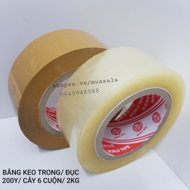 BĂNG KEO TRONG/ĐỤC 1 CUỘN 200Y