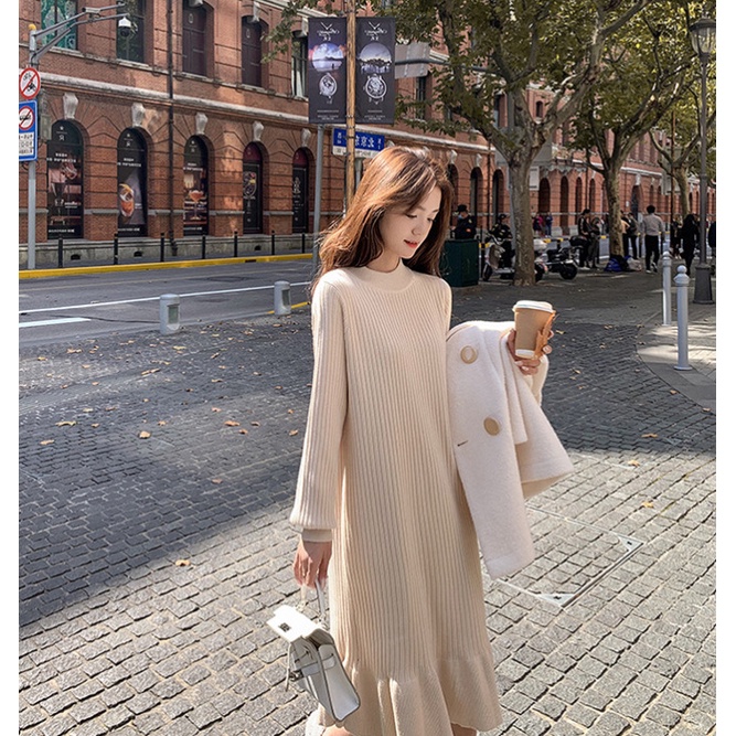 Váy đẹp💕FREESHIP💕Váy len nữ xinh thu đông kiểu dáng suông dài đuôi cá