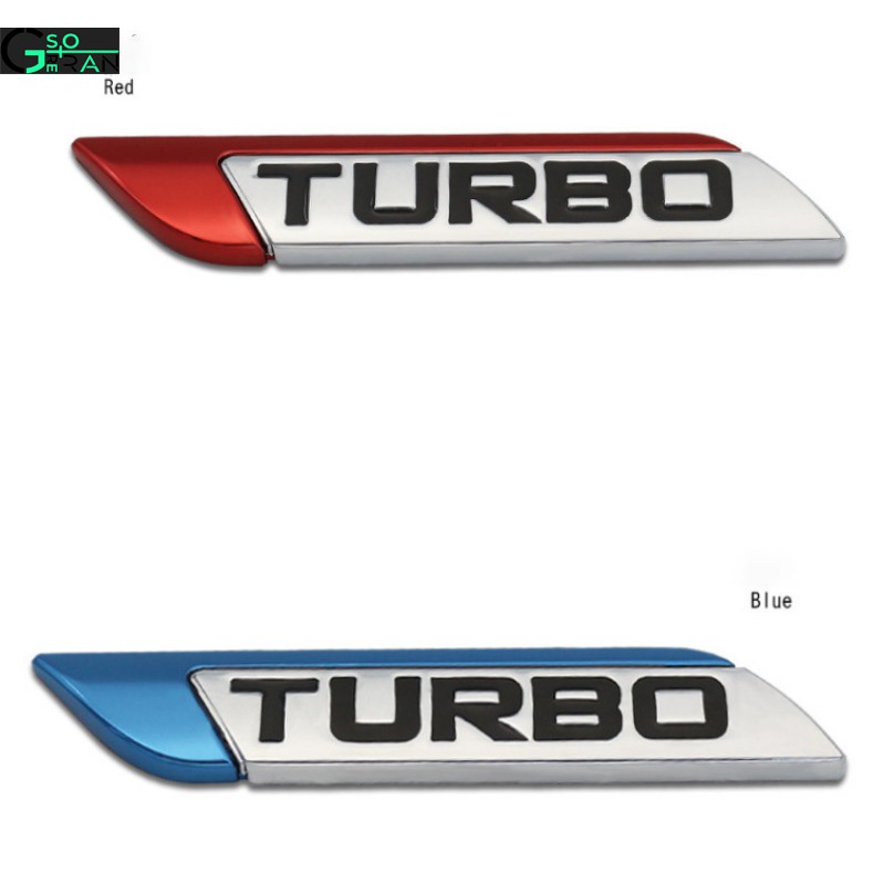 Tem kim loại chữ TURBO dán trang trí ô tô dài 11,5cm rộng 2,2cm