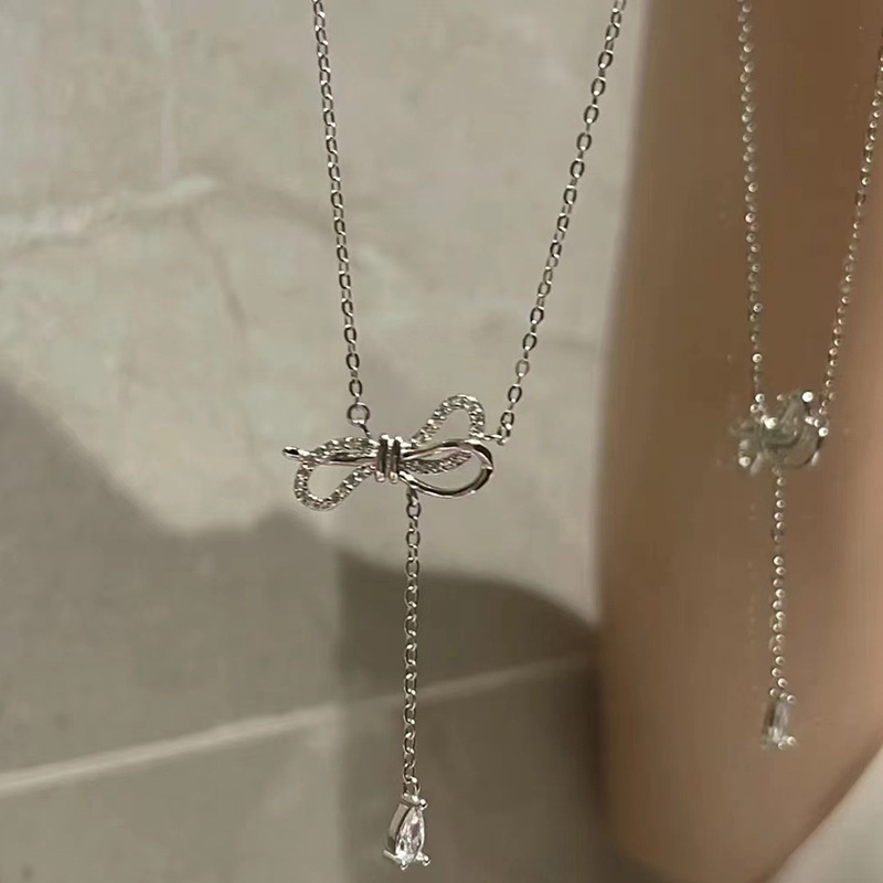 Vòng Cổ Mặt Nơ Tua Rua Đính Đá Độc Đáo Thời Trang Nhật Hàn
