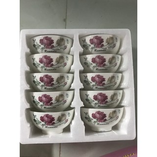 BỘ 10 CHÉN HOA VĂN CAO CẤP - CHÉN SỨ TRÁNG MEN