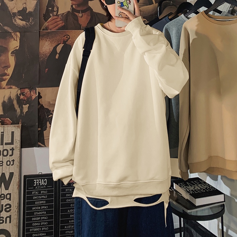 Áo sweater IFNICEFUTURE tay dài cổ tròn dáng rộng thời trang cho nam