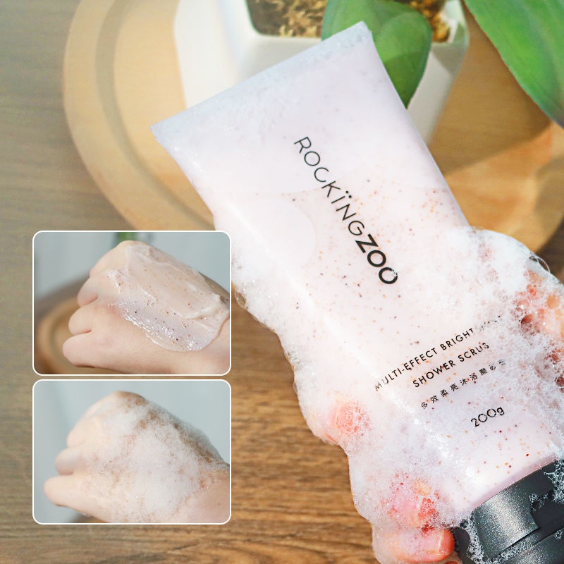 Sữa tắm tẩy tế bào chết toàn thân Rock Zoo chính hãng Wild Strawberry Body Peeling da gà Zhao Lu Sinen