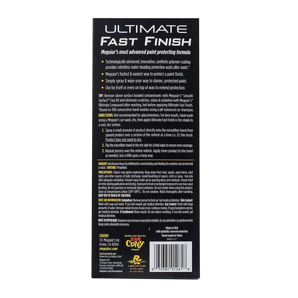 Meguiar's Wax nhanh - Ultimate Fast Finish (Aerosol) - G18309, 241g