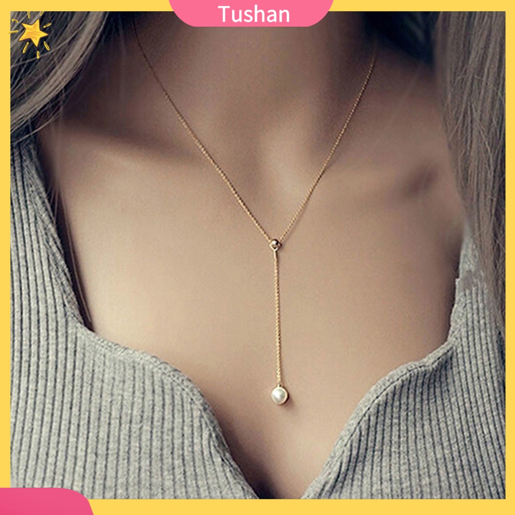 Dây chuyền mặt đính hạt ngọc trai giả điều chỉnh được thời trang dành cho nữ