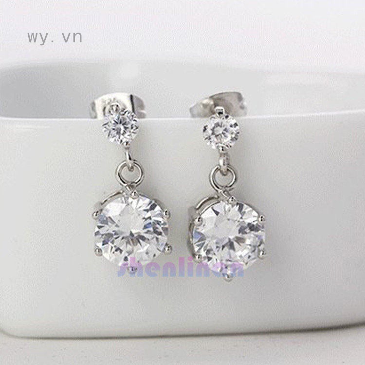 Khuyên tai bạc 925 đính kim cương giả sang trọng