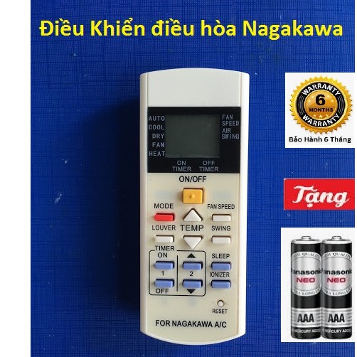 Combo 3 cái Remote Điều Khiển điều hòa Nagakawa mode màu đỏ , nút tắt mở màu vàng