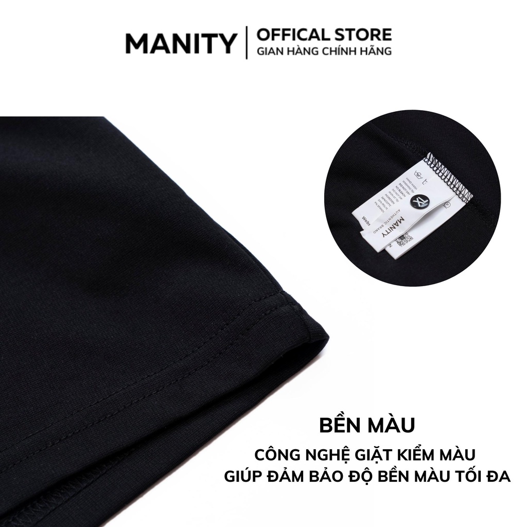 Áo thun nam MANITY cổ tròn thêu logo 2 màu cao cấp co giãn 4 chiều - APM001