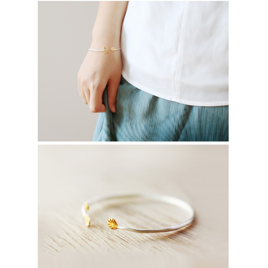 Vòng tay bạc S925 mầm lá.