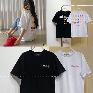Áo Thun Nữ In hình mickey 2 mặt trắng  chất thun cotton mịn mát phom suông rộng thoải mái phong cách thời trang