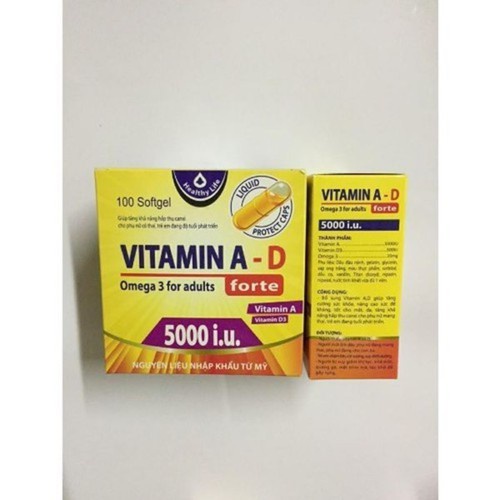 VITAMIN A-D FORTE-BỔ SUNG VITAMIN A, D3 TĂNG HẤP THỤ CANXI CHO PHỤ NỮ CÓ THAI VÀ TRẺ EM ĐANG PHÁT TRIỂN-HỘP 100 VIÊN