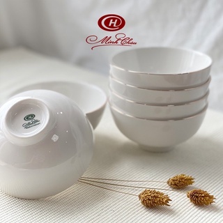 Bộ bát cơm viền vàng 12K, sứ Minh Châu, size 11cm, Set 6 món và Set 10 món