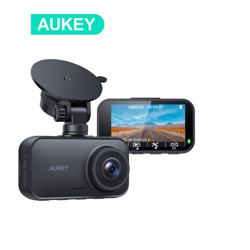 Camera Hành Trình ô tô AUKEY DRA1 1080P FHD cảm biến cảnh báo va chạm/ chệch làn đường hỗ trợ GPS/ ghi âm ban đêm