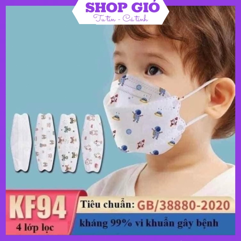 Thùng 600 Chiếc Khẩu Trang Trẻ em KF94 Hàn Quốc form dáng 4D Họa tiết đáng yêu dành riêng cho bé yêu