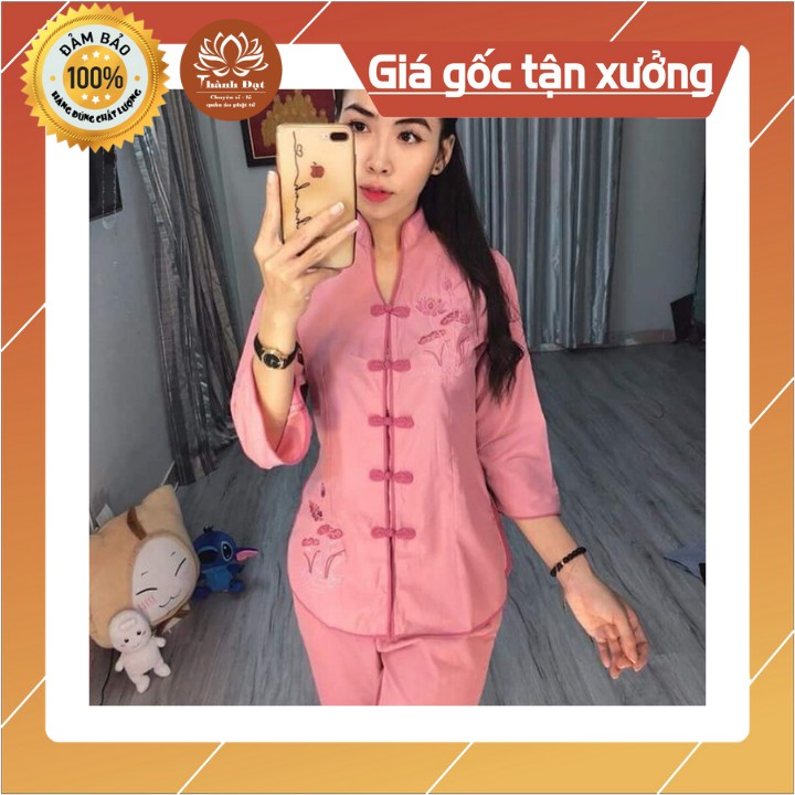 Đồ lam đi chùa Bộ Đi Chùa Cổ Tàu Thêu Sen,Vải Kate Loại 1 Mịn Đẹp Thoáng Mát,Mặc Cực Thoải Mái, Kín Đáo Khi Đi Lễ Chùa | BigBuy360 - bigbuy360.vn