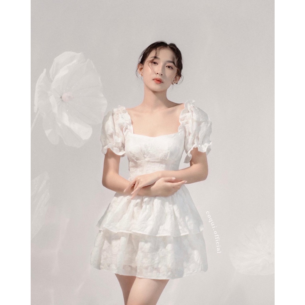 COQUI - Đầm xoè 2 tầng voan hoa cúp ngực - Cara Dress