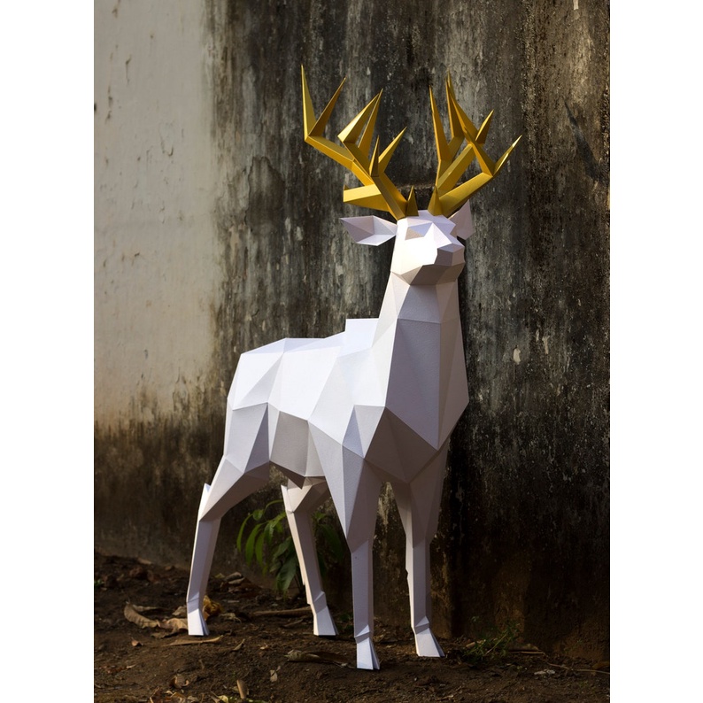 Mô hình giấy cao cấp, Mô hình hươu trang trí 3D decor