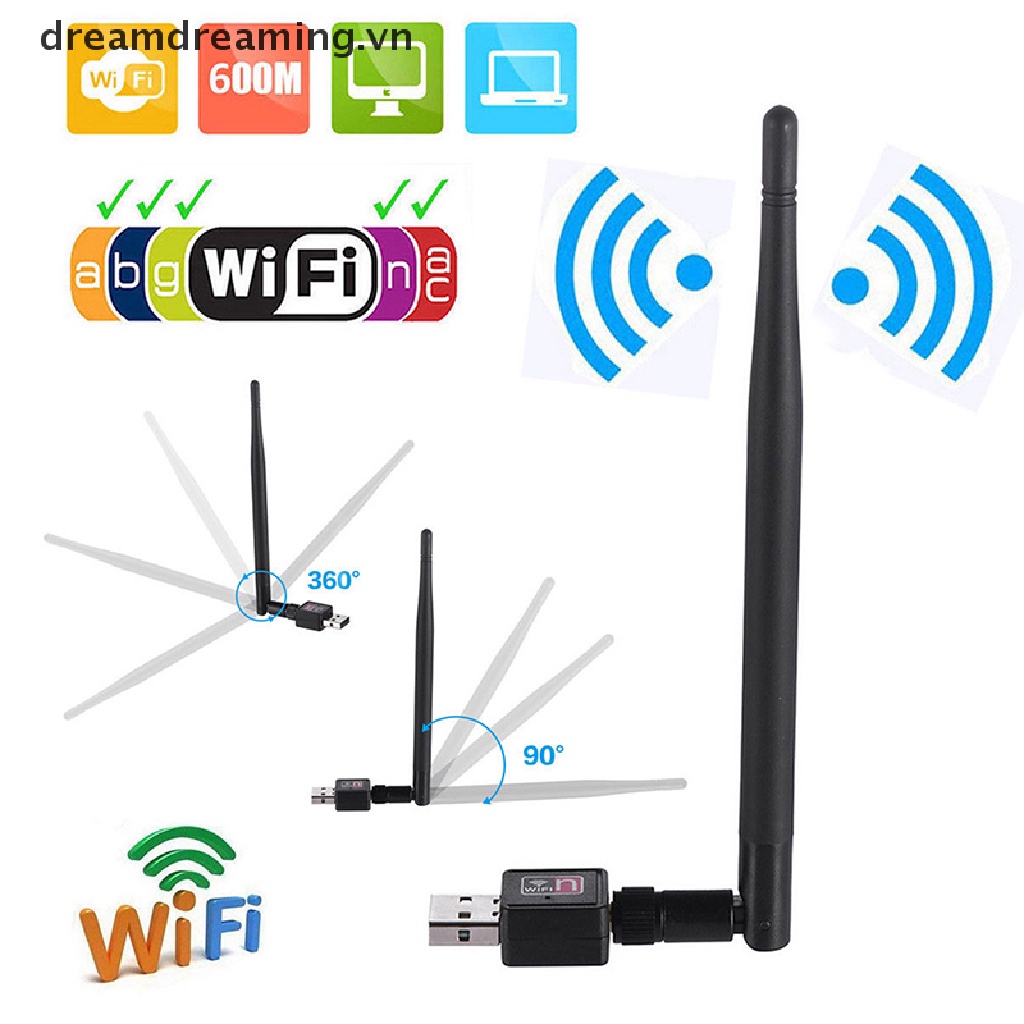 Thẻ Mạng Không Dây Usb 2.0 Wifi 600M Kèm Ăng Ten 5