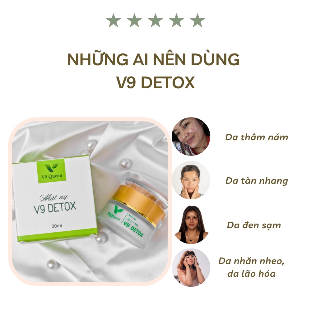 Mặt nạ thải độc V9Queen, dưỡng ẩm làm sáng da ngăn ngừa thâm nám tàn nhang V9 Detox 30ml