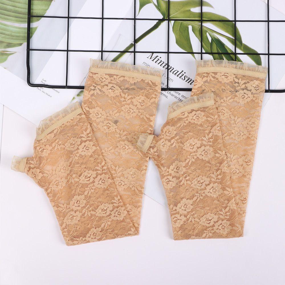 Găng Tay Xe Đạp Dài Hở Ngón Phối Ren Lưới Mỏng Nhẹ