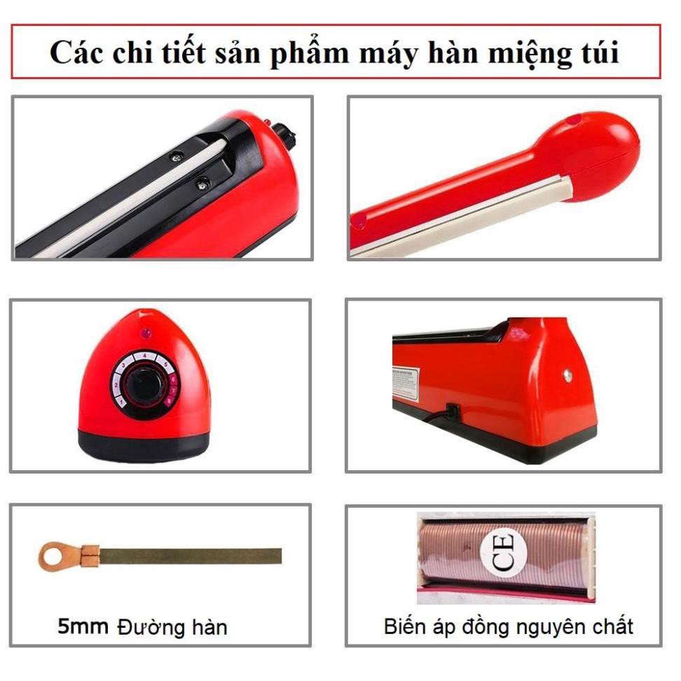 ✔️ Sale Máy hàn miệng túi dập tay chuyên dụng PP/PE (Cỡ 300x2mm) (Vỏ sắt, Cam) Máy đóng gói KamiHome bảo hành 6 tháng ✔️