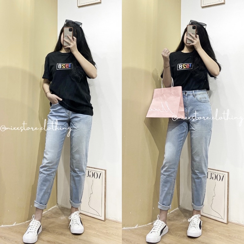 Quần Jean Nữ Baggy Lưng Cao chất jean dày dặn co giãn thoải mái phom dài mặc che đùi tốt phong cách sành điệu