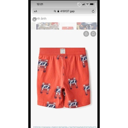 Quần cotton BABY GAP họa tiết xe cứu hỏa dư xịn