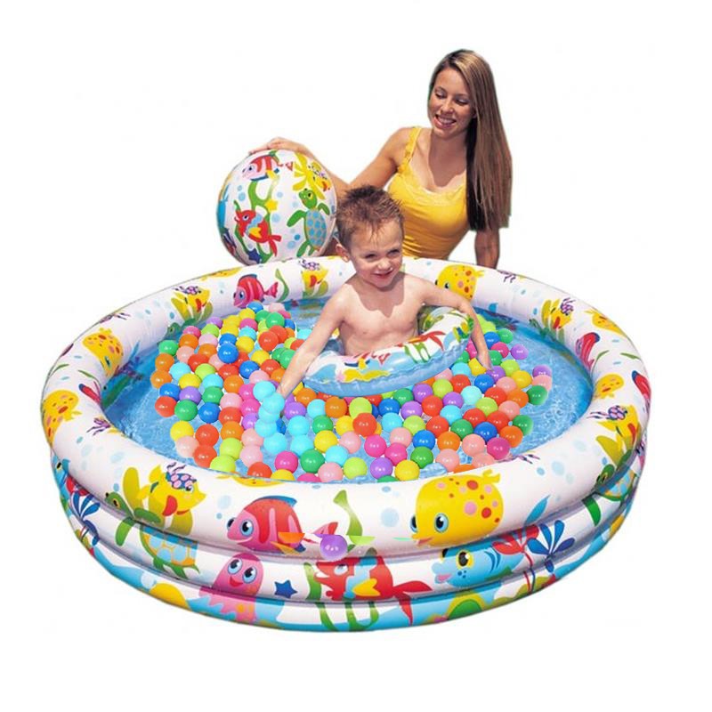 Bể bơi cho bé hình tròn cỡ 130cm  loại hồ phao bơm hơi gấp gọn