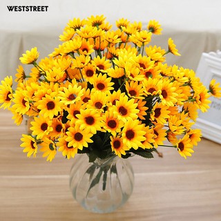1 bó 15 hoa hướng dương lụa 7 nhánh trang trí nhà cửa
