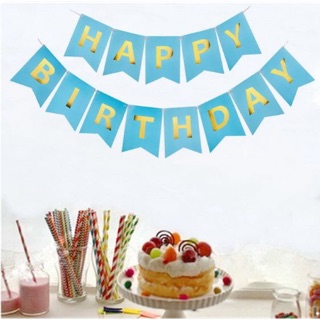 Dây chữ HAPPY BIRTHDAY xanh ép kim - Trang trí sinh nhật
