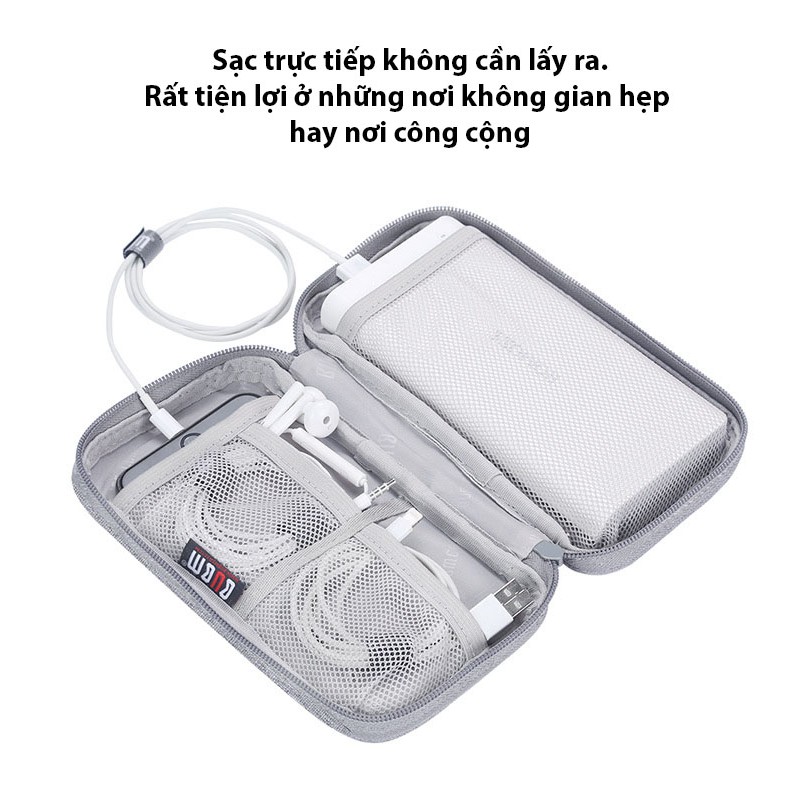 Túi BUBM đựng phụ kiện, pin sạc dự phòng, điện thoại, cáp sạc usb, tai nghe 1 ngăn CDB-MYB Techroom