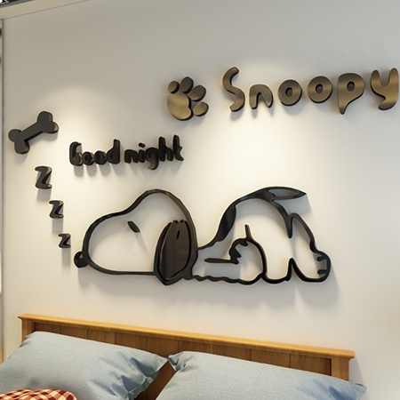 Tranh dán tường mica 3d decor SNOOPY trang trí phòng ngủ phòng khách phòng bếp