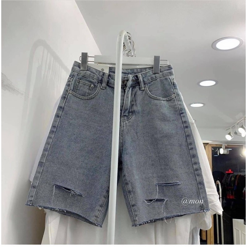 Quần Short Jeans Ngố Bò Nút Hông Ulzzang (2 Màu) | BigBuy360 - bigbuy360.vn