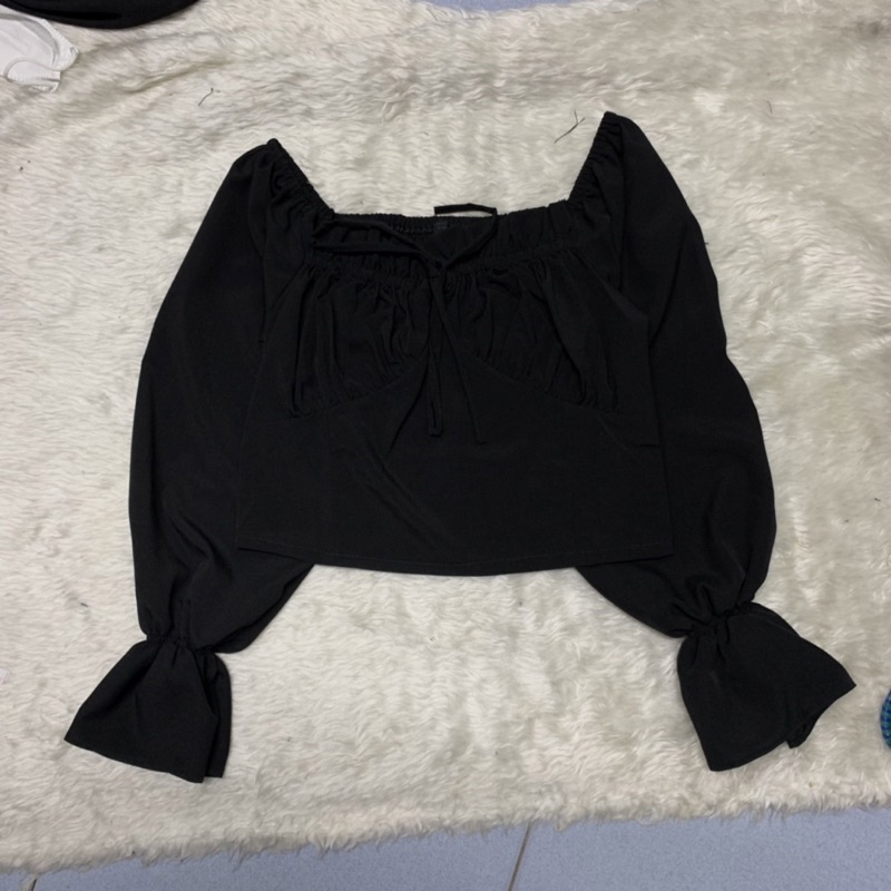 Áo croptop bigsize nữ 60-95kg KimFashion, croptop bigsize tay dài trể vai AC04